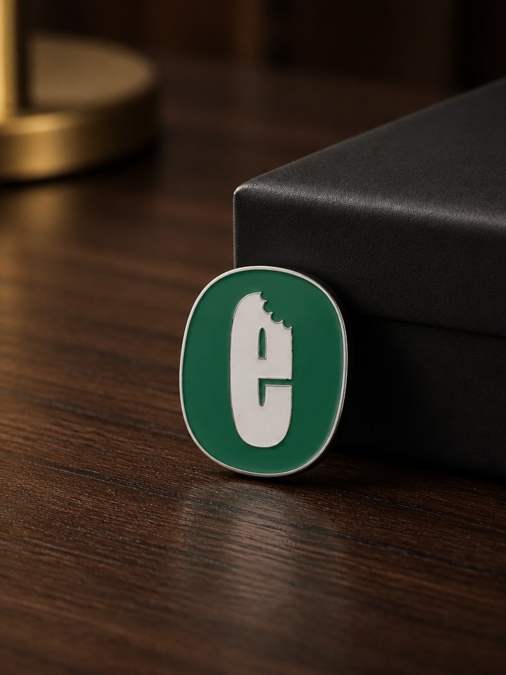 Green Enamel 'e' Logo Pin